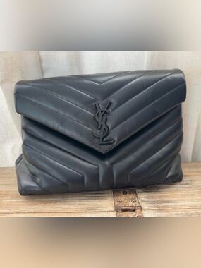Saint Laurent “So Black” Chevron Loulou Shoulder Bag – Medium